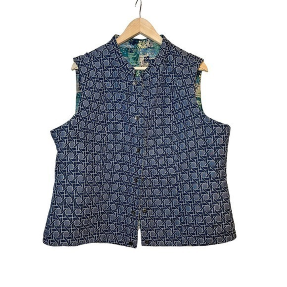 Womens Quilted Vest Jacket Size‎ XL-1X Artsy Reversible Unique Colorful Vest